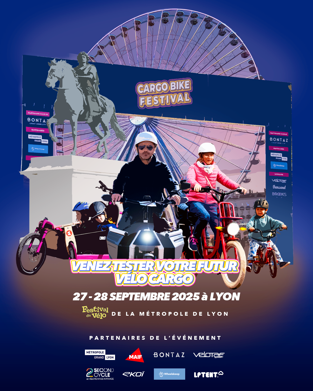 Affiche officielle du Cargo Bike Festival 2025 de Lyon, place Bellecour